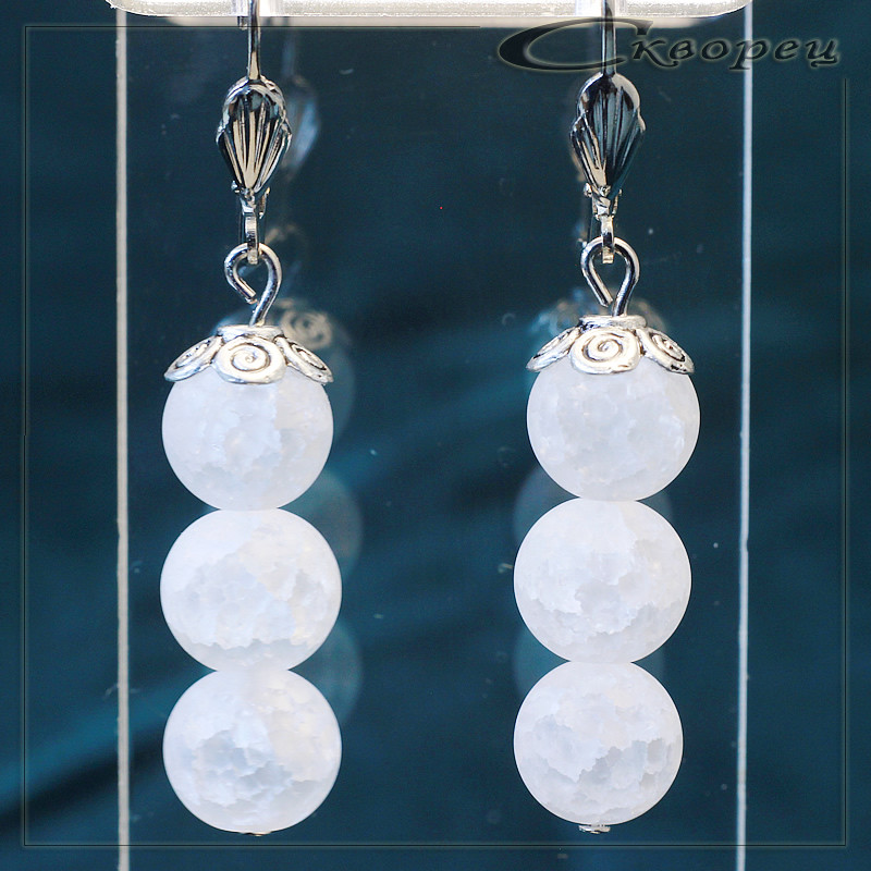 431102 - Серьги три шарика из кварца сахарного