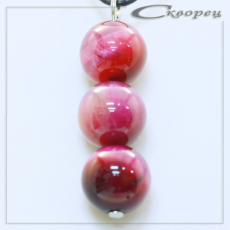 421107 - Подвеска три шарика 10 мм Канзаши фиолетовый