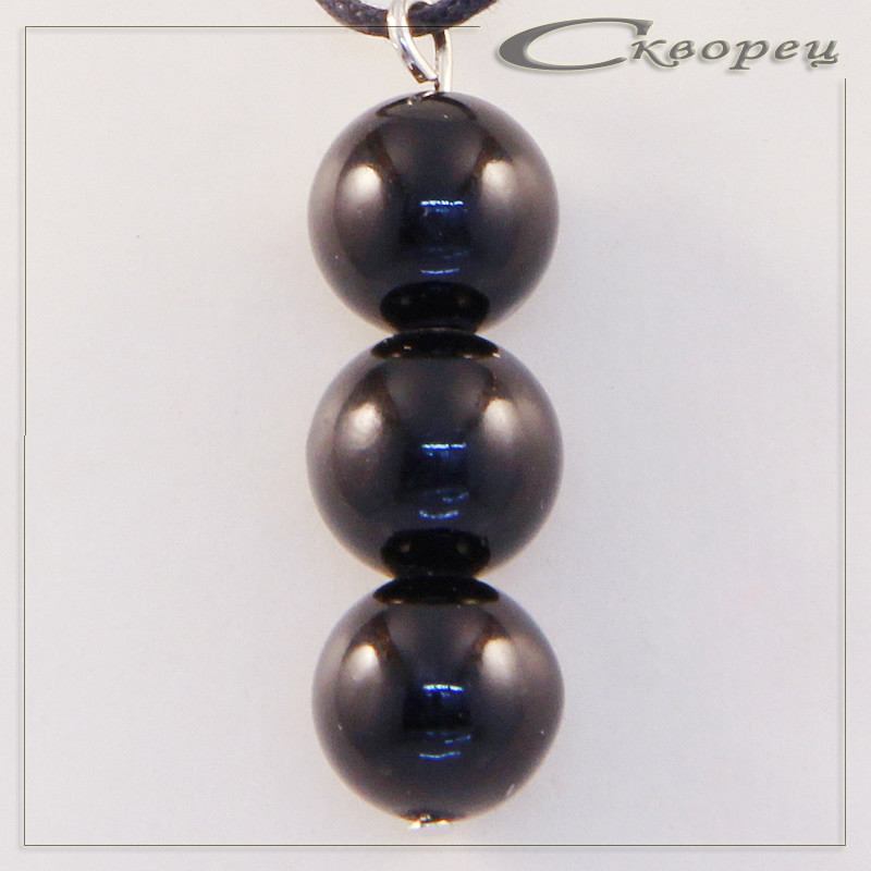 420040 - Подвеска три шарика черный агат