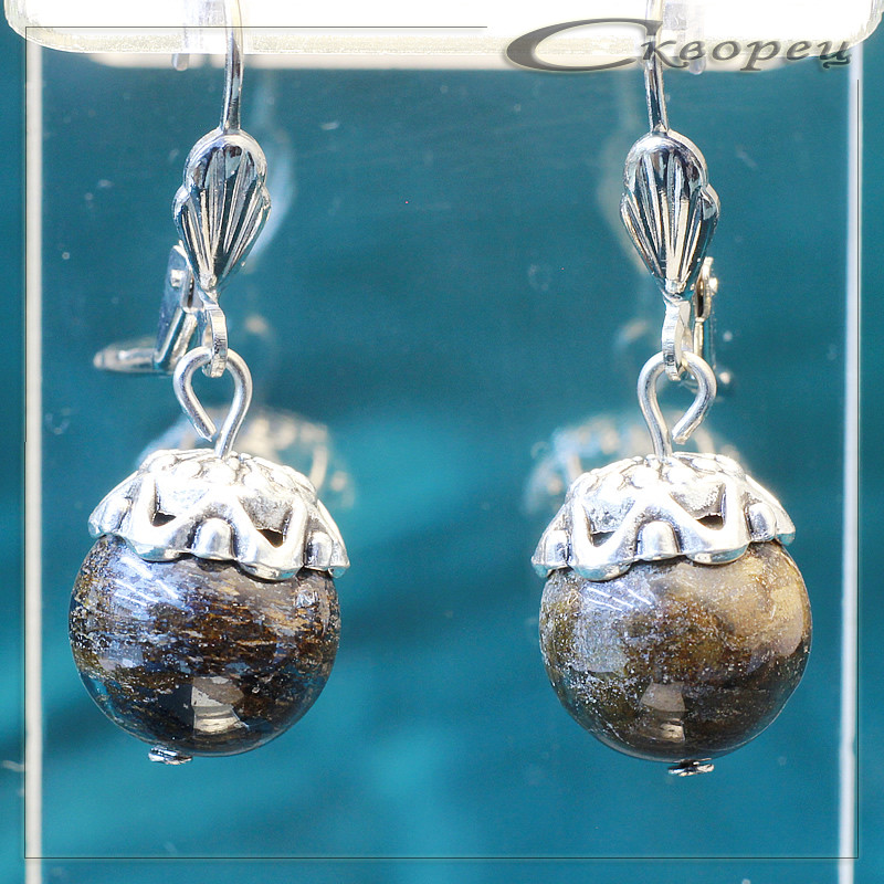 431001 - Серьги шарик из бронзонита
