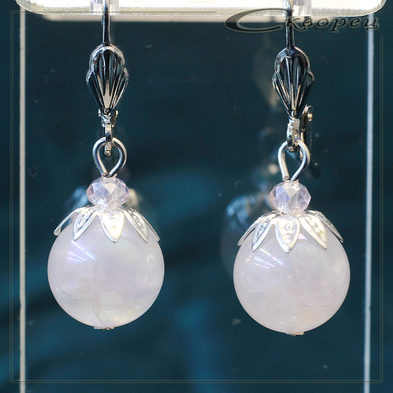 431004 - Серьги шарик из розового кварца